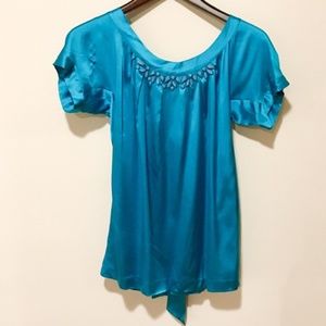 Rebecca Taylor Silk Top With Embellished Collar